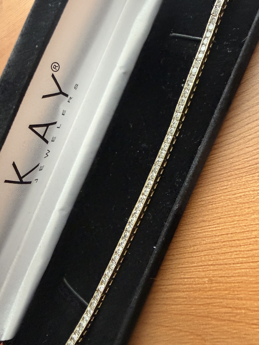 Kay Jewelers Gold and Clear Stone Slim Tennis Bracelet